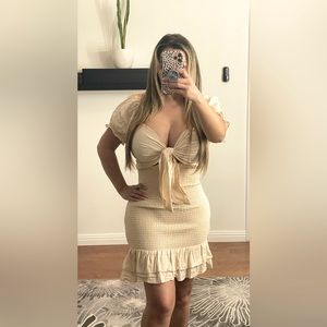 Cream bodycon mini dress